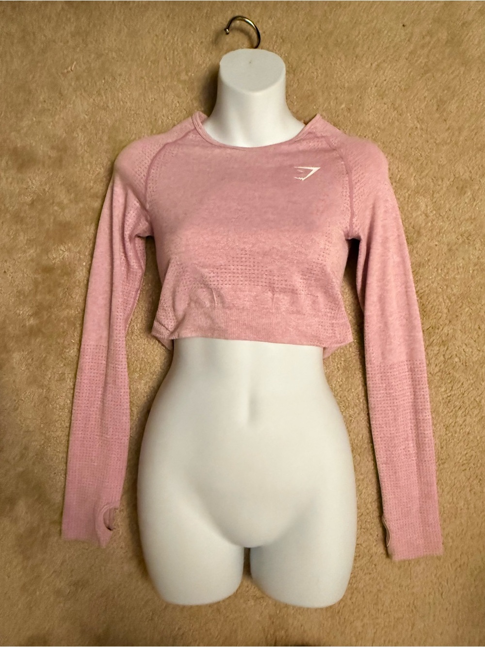 Gymshark Pink Seamless Cropped Long-Sleeve Training Top